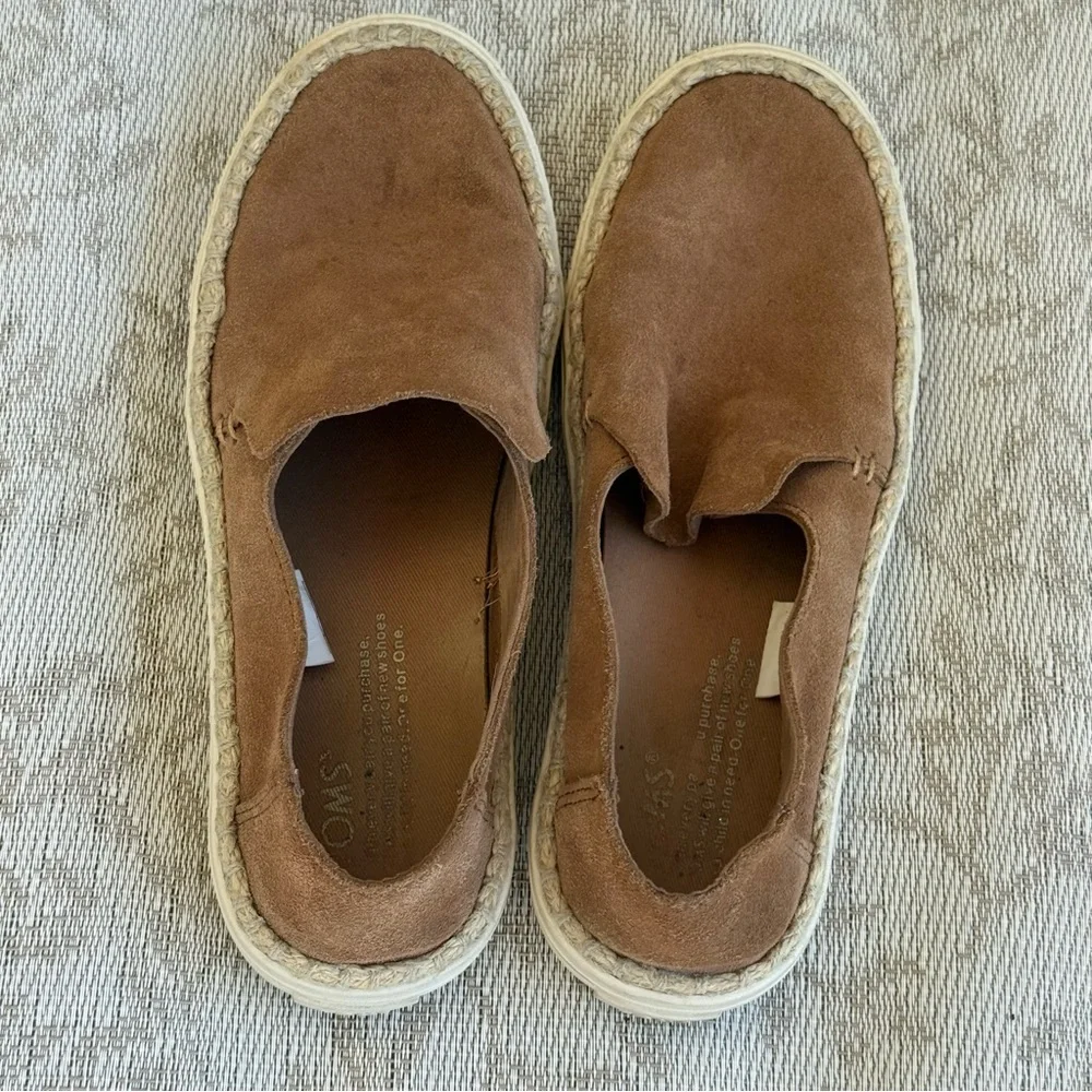 Toms Sunset Toffee Suede Slip-On Loafers Comfort Sneaker Shoes Women’s 6‎ EUC